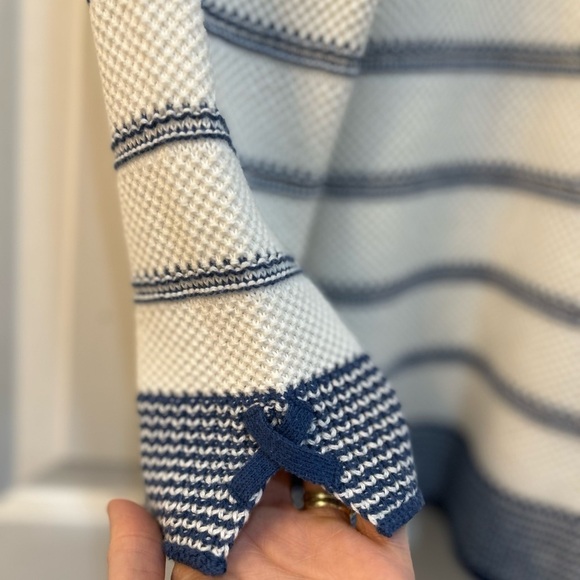 Chico's Nautical Striped Sweater Sz L Cotton Blend Vacation Beachy Coastal Knit - Picture 4 of 9